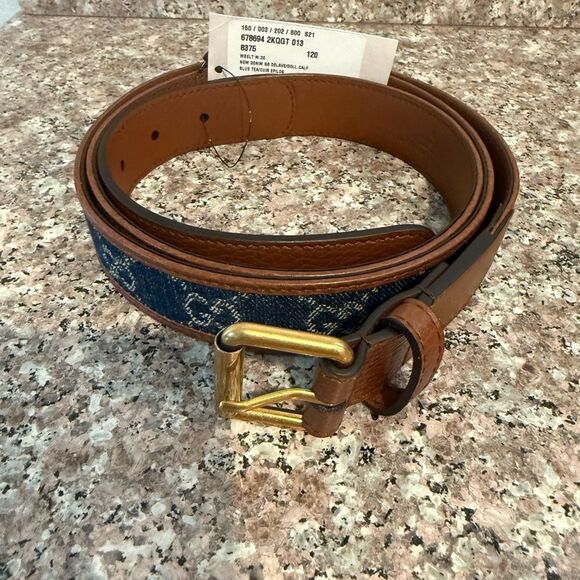 Brand new Gucci belt denim gg logo all over belt size 115 and 120 aval - Picture 1 of 7
